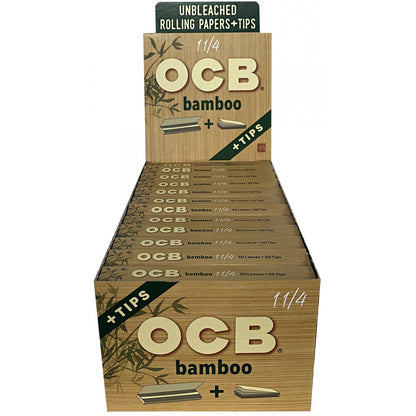 OCB Bamboo Rolling Papers + Tips [1-1/4"] 24ct - wholesale Smoke Shop