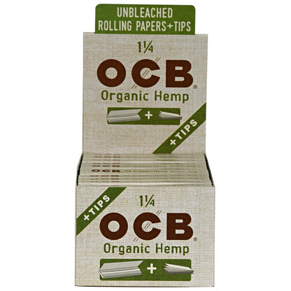 OCB Organic Hemp Rolling Papers + Tips [1-1/4"] 24ct - wholesale Smoke Shop