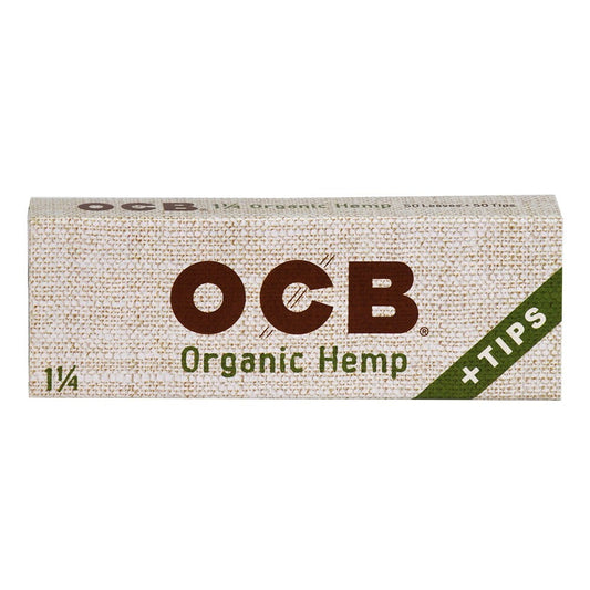 OCB Organic Hemp Rolling Papers + Tips [1-1/4"] 24ct - wholesale Smoke Shop