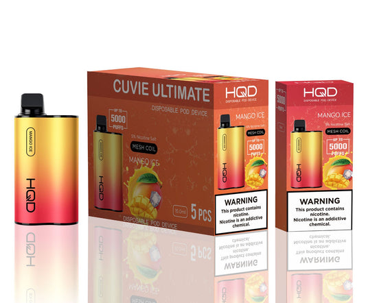 HQD Cuvie Unlimited MANGO ICE 5000 puff Box of 5 - wholesale Smoke Shop