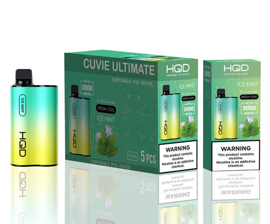 HQD Cuvie Unlimited MINT ICE 5000 puff Box of 5 - wholesale Smoke Shop