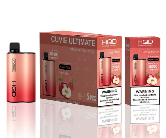 HQD Cuvie Unlimited APPLE PEACH 5000 puff Box of 5 - wholesale Smoke Shop